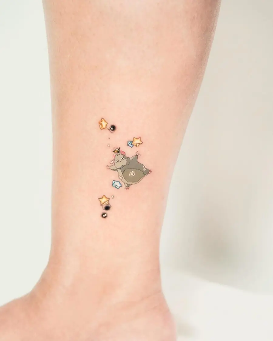 Charming tattoo of Spirited Away's mouse character