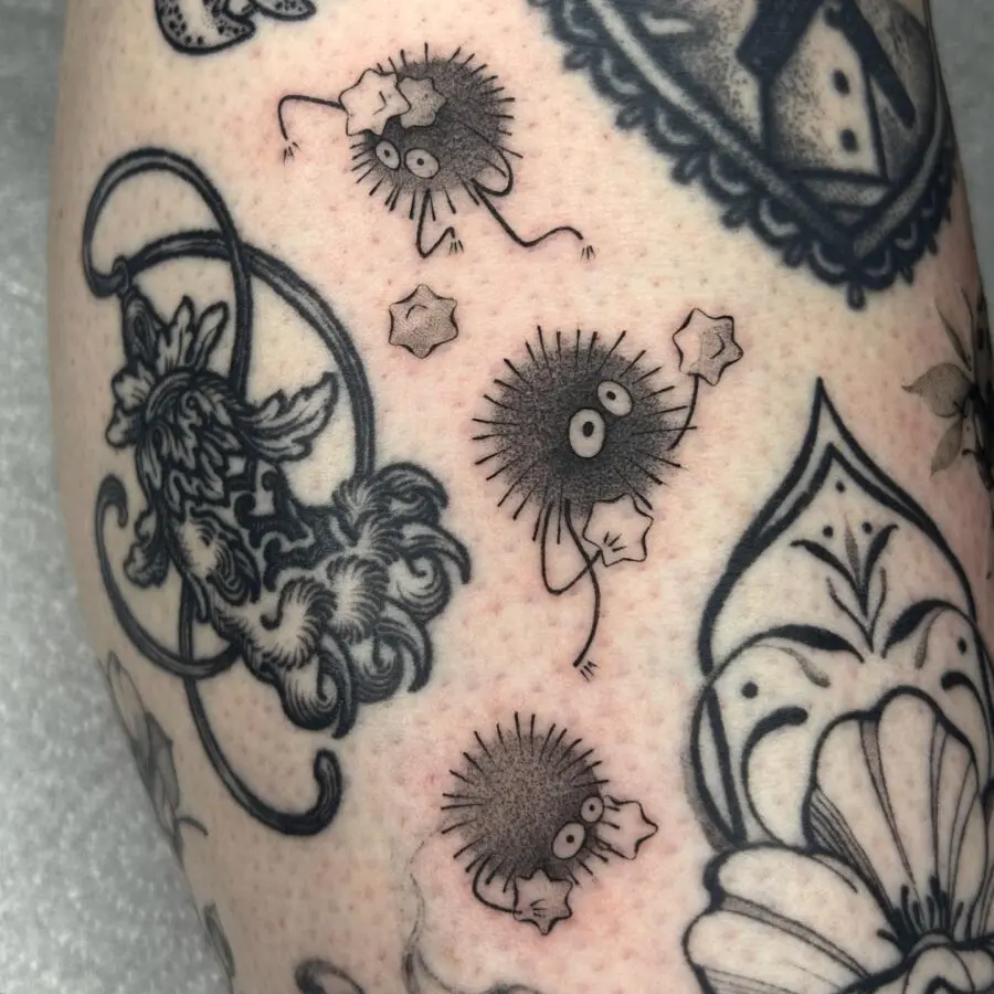Charming No-Face Tattoos in Black Ink