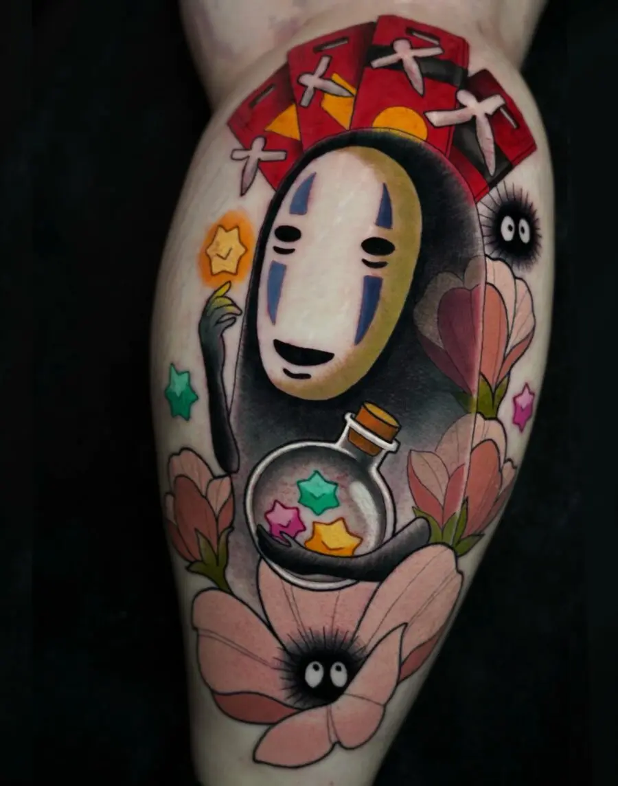 Whimsical No-Face Inspired Tattoo Design