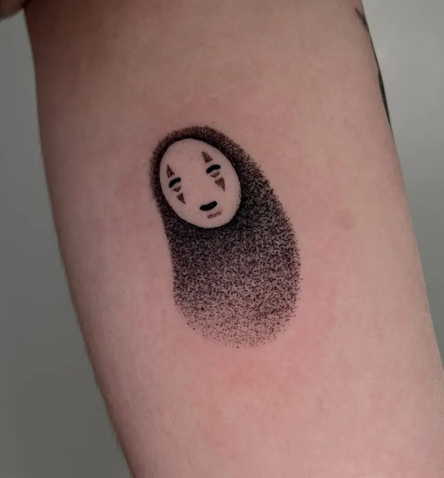 Elegant No-Face Tattoo Inspired by Spirited Away