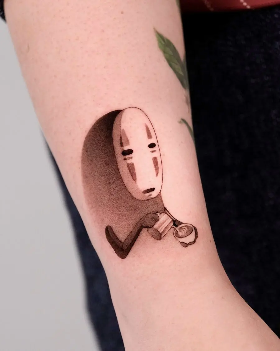 Charming No-Face Tattoo Inspired by Spirited Away