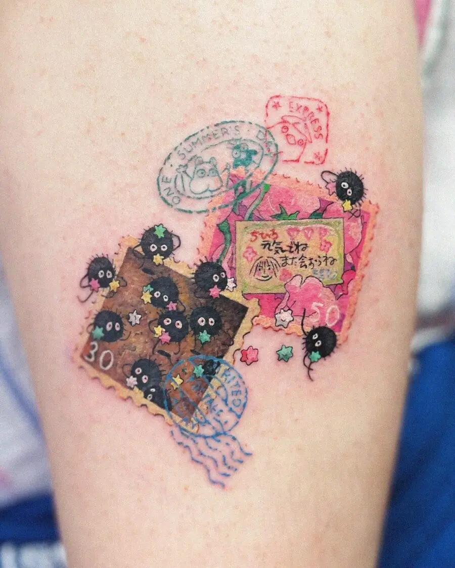 Charming Spirited Away Stamp Tattoos with No-Face