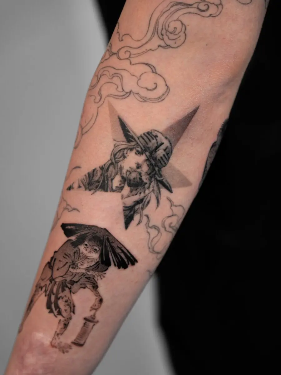 Explore detailed Spirited Away tattoo artistry