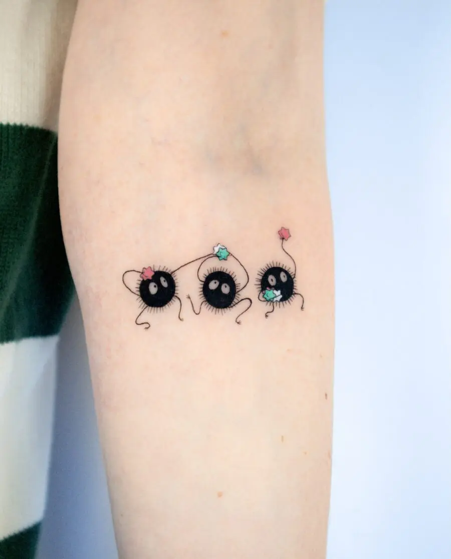 Charming soot sprites from Spirited Away tattoo