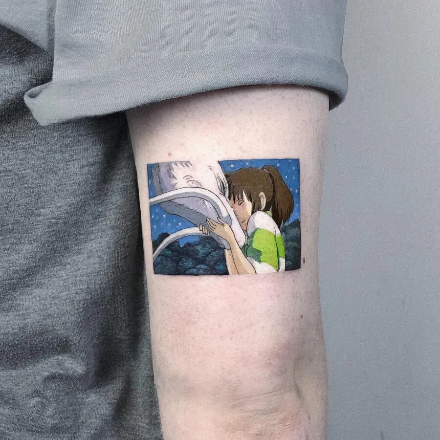 Charming Chihiro and Haku Magical Kiss Tattoo