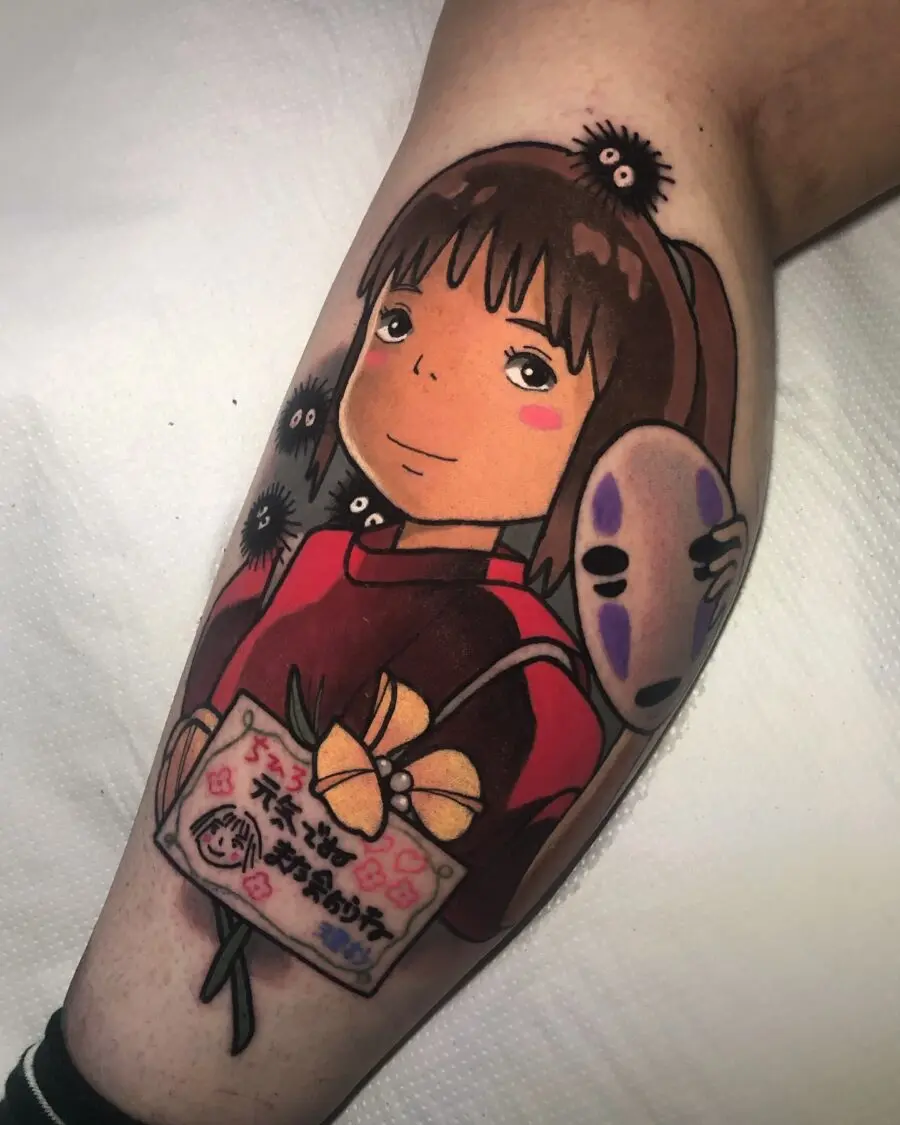 Charming Chihiro Tattoo with Iconic Characters