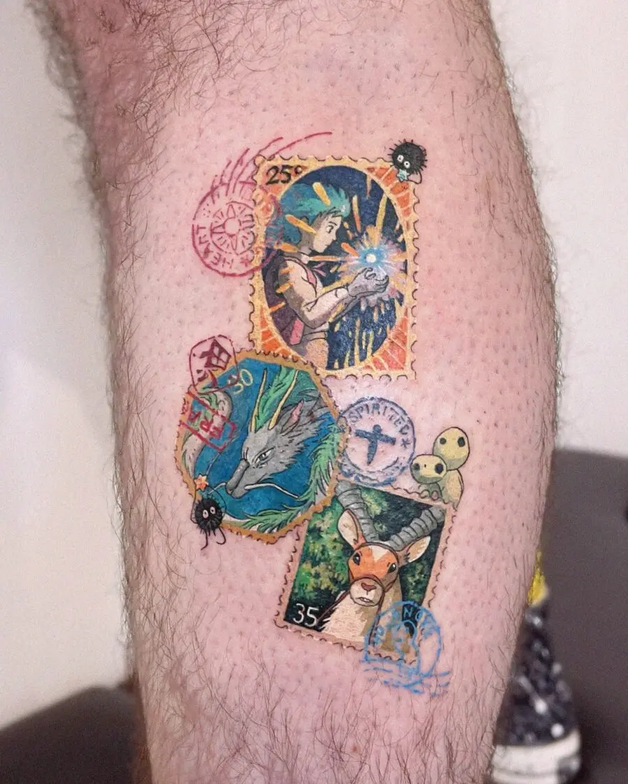 Unique spirited away stamp-inspired tattoo collection