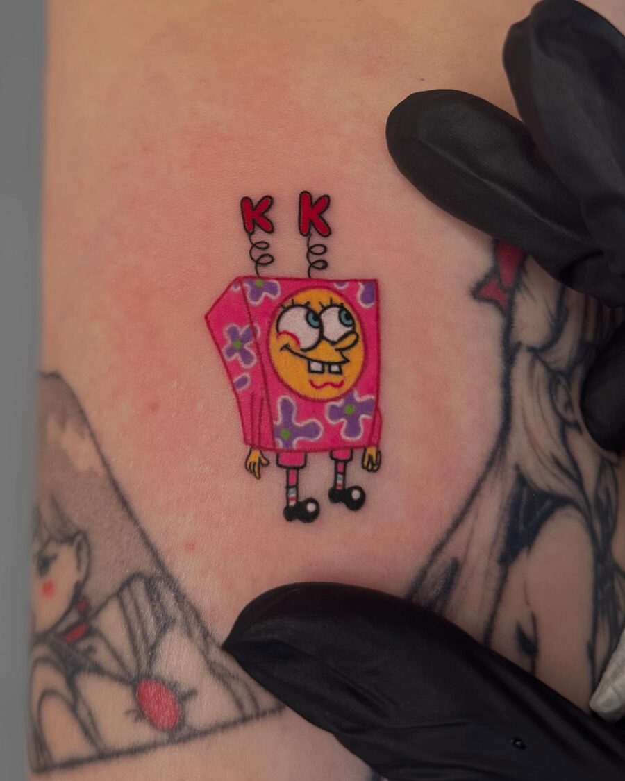 Playful SpongeBob SquarePants Tattoo Delight