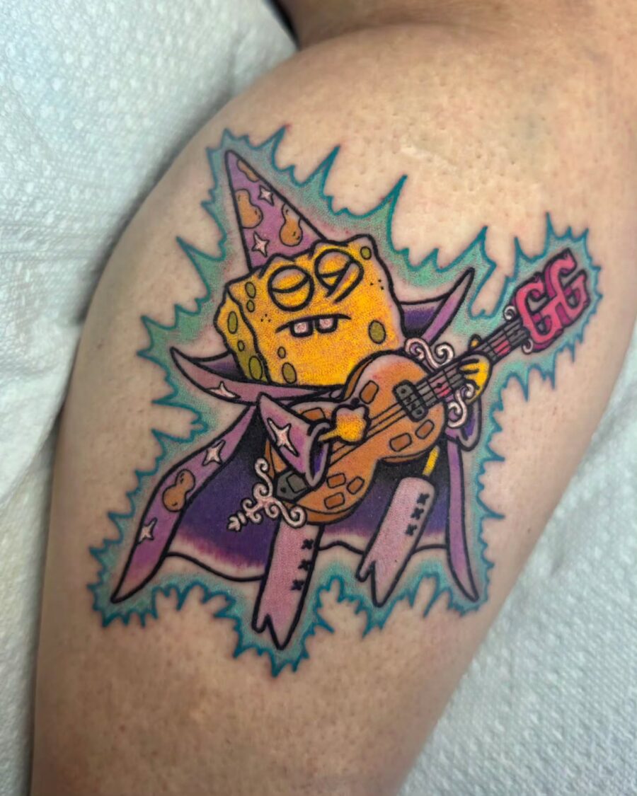 Whimsical SpongeBob SquarePants Tattoo Design