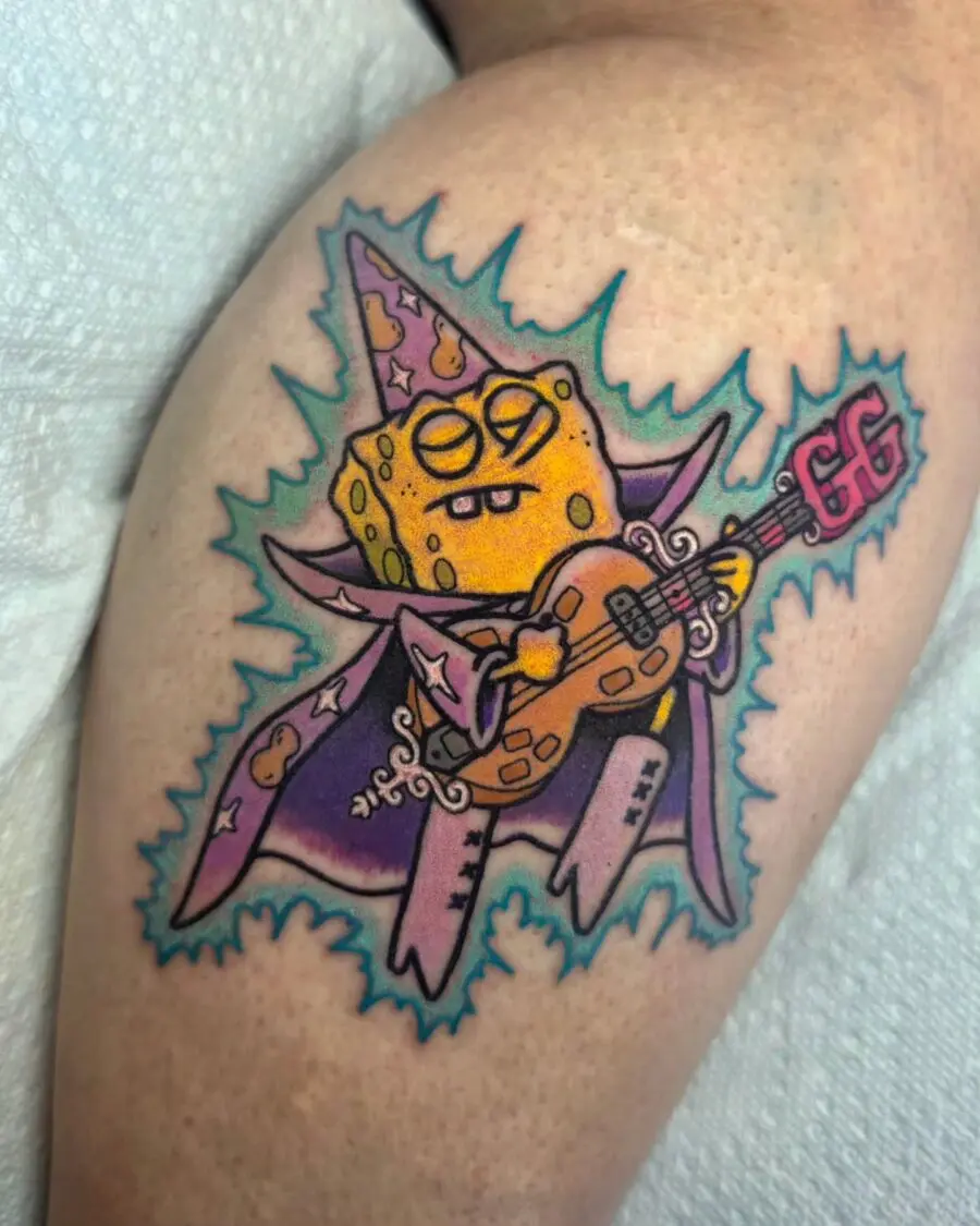 Whimsical SpongeBob SquarePants Tattoo Design