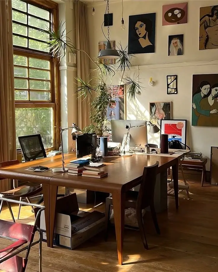 Charming home office with artistic vibes