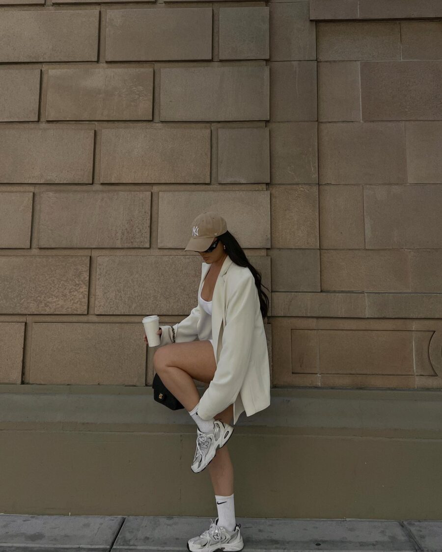 Chic and Casual White Sneakers Ensemble