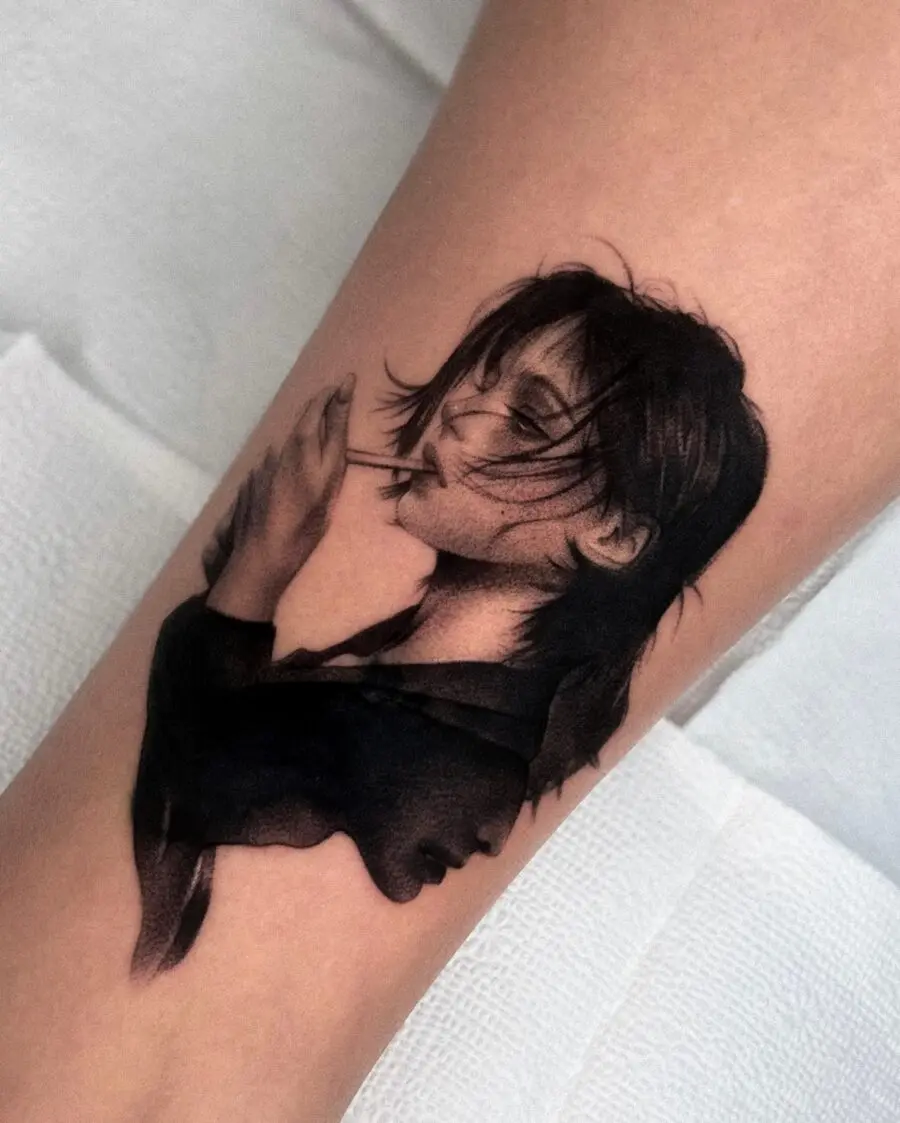 Stunning black and gray portrait tattoo design