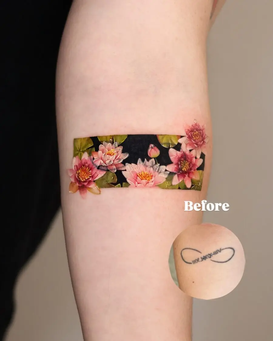 Stunning floral cover-up tattoo transformation