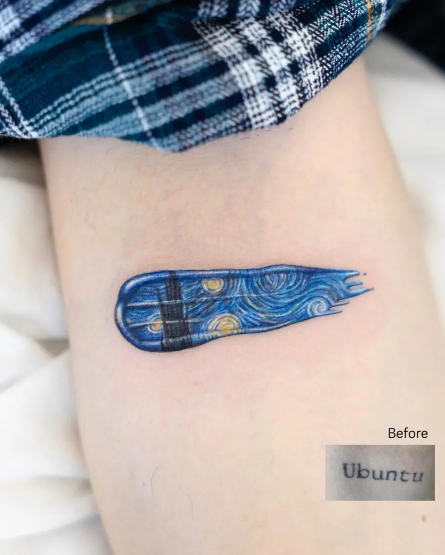 Colorful tattoo reinventing a previous design