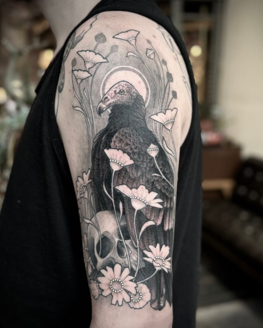 Stunning Turkey Tattoo with Floral Accents