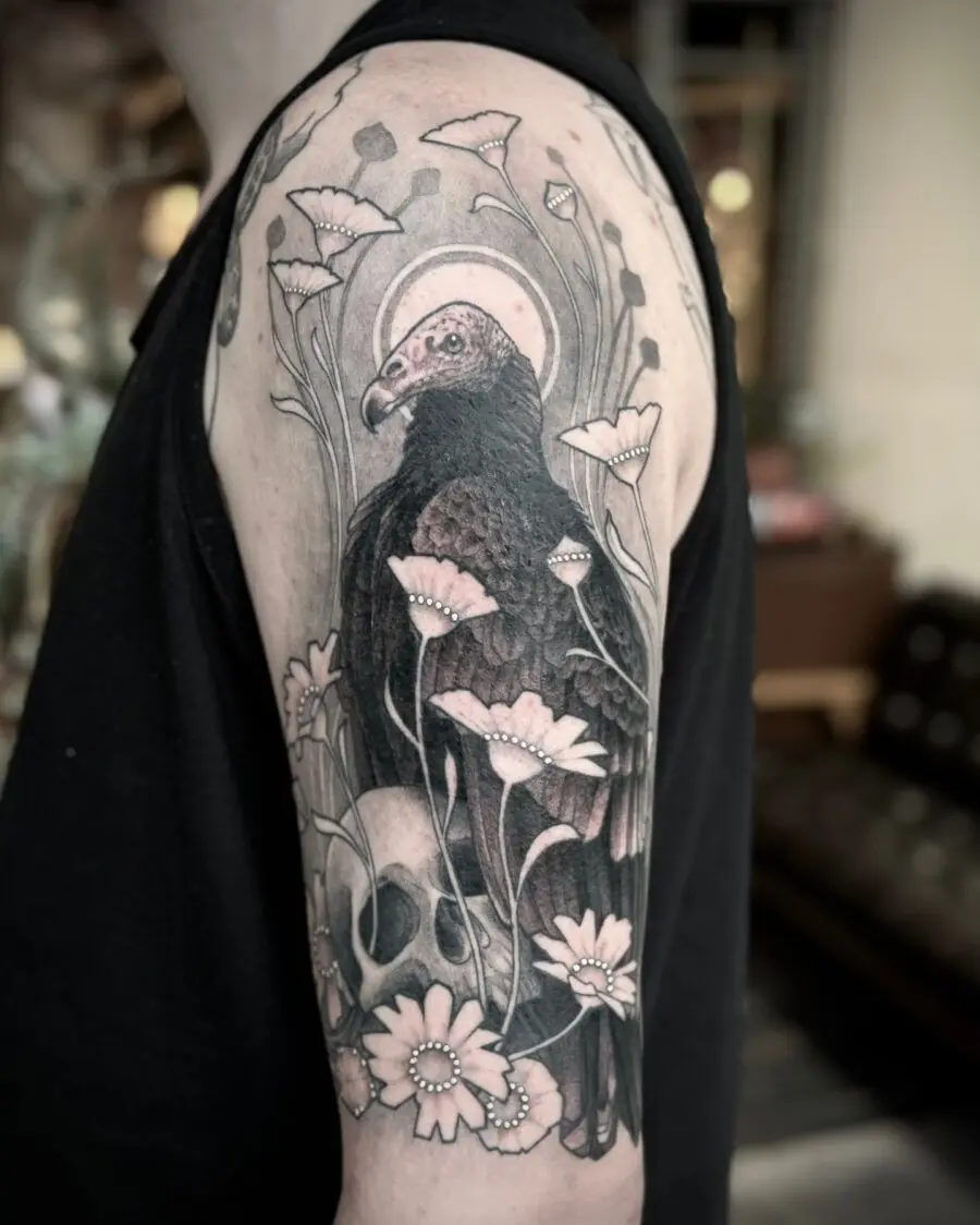 Stunning Turkey Tattoo with Floral Accents