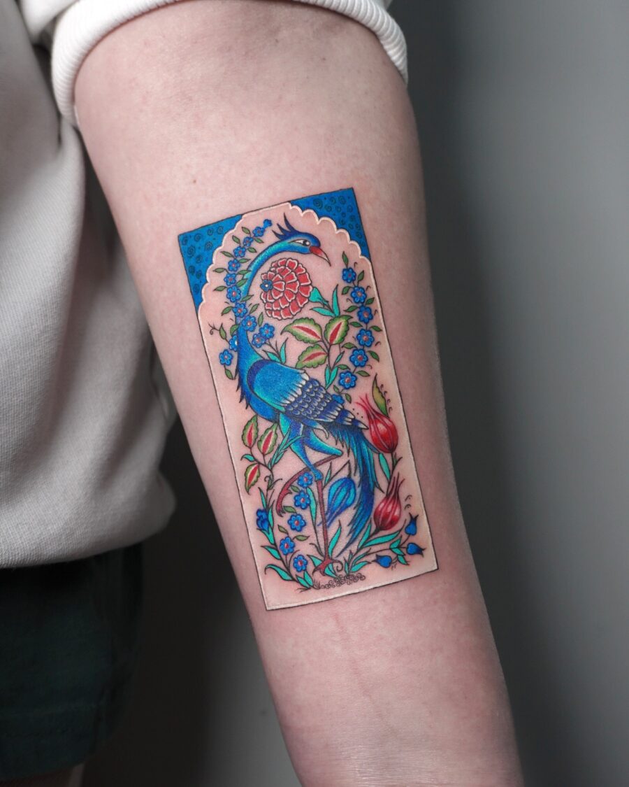 Vibrant Turkey Tattoo with Floral Elements