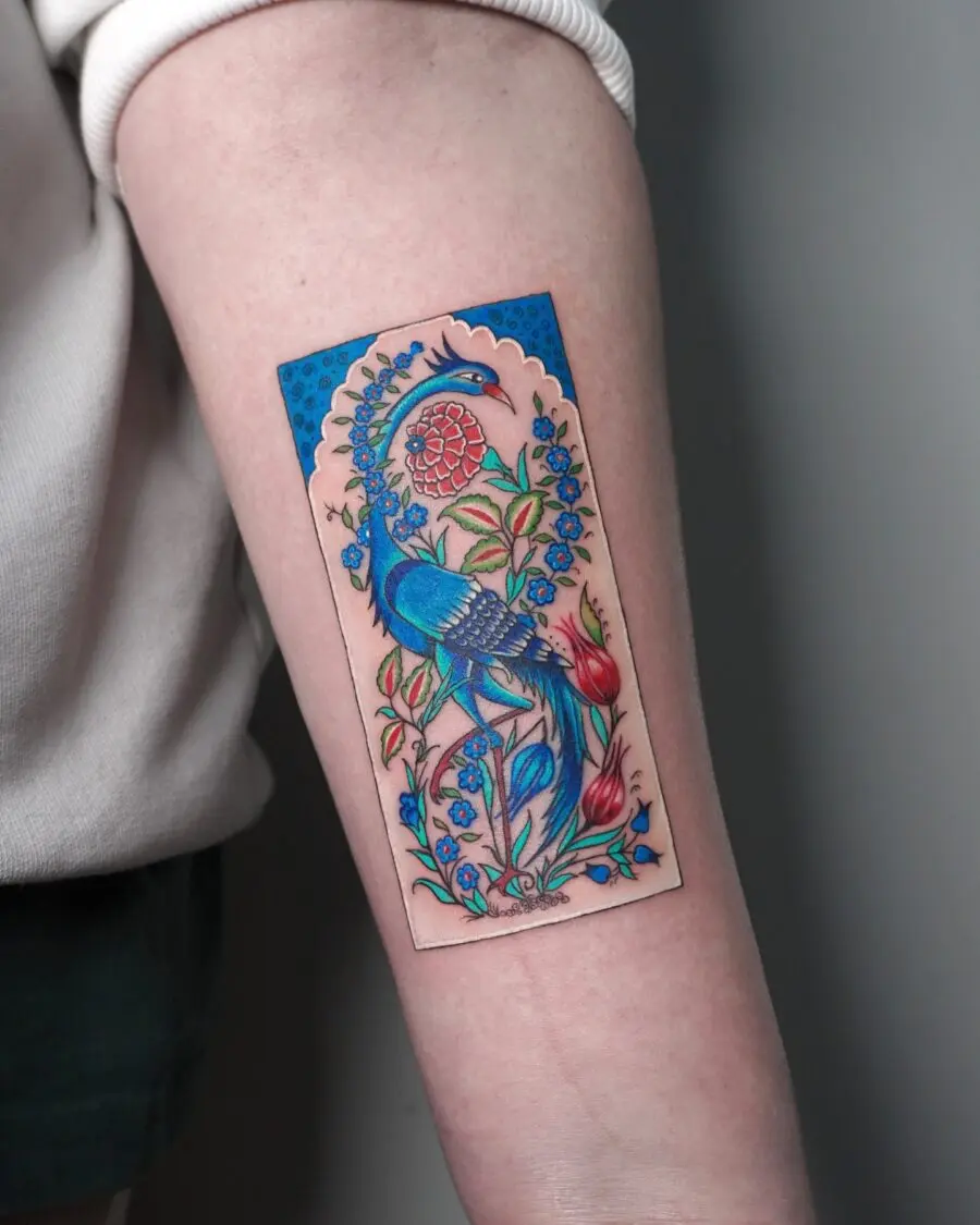 Vibrant Turkey Tattoo with Floral Elements