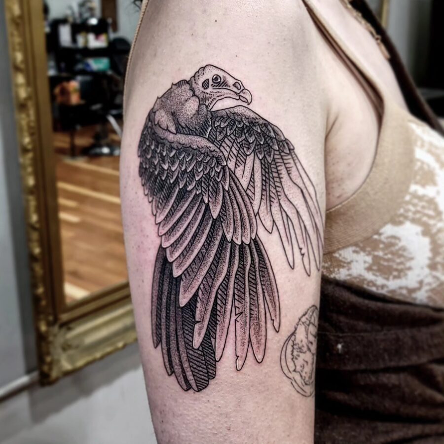 Stunning turkey tattoo showcasing detailed feathers