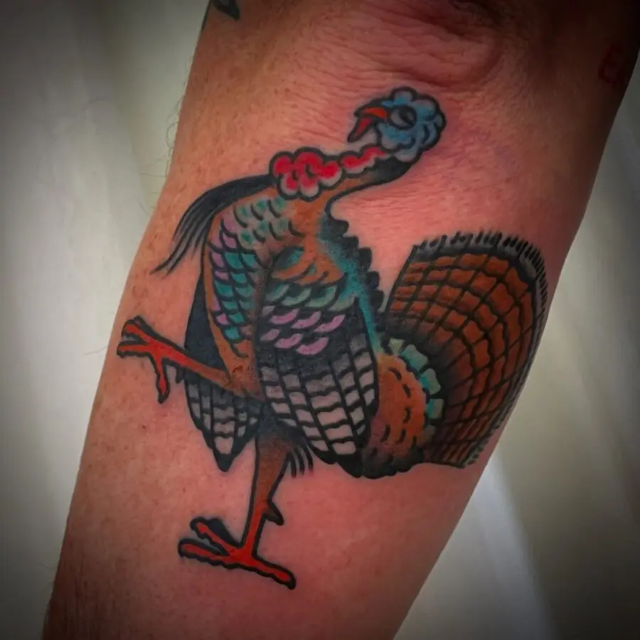 Stylish Turkey Tattoo with Vibrant Colors