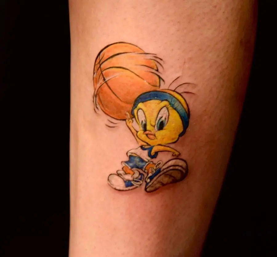 Playful Tweety Bird with Basketball Theme