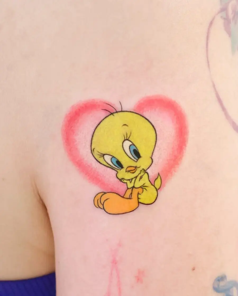 Charming Tweety Tattoo Within a Heart