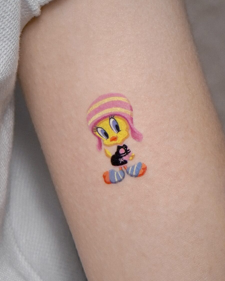 Colorful Tweety Bird Tattoo with Fun Details