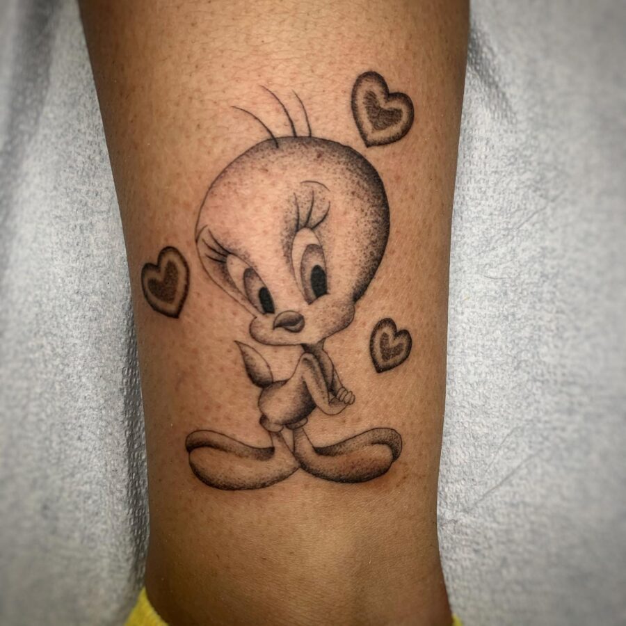 Charming Tweety with Heart Motifs