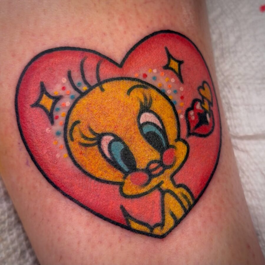 Cheerful Tweety Bird in a Heart Design