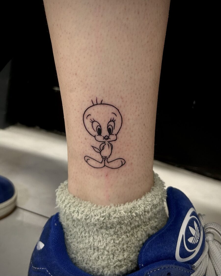 Cute Tweety Tattoo on the Ankle