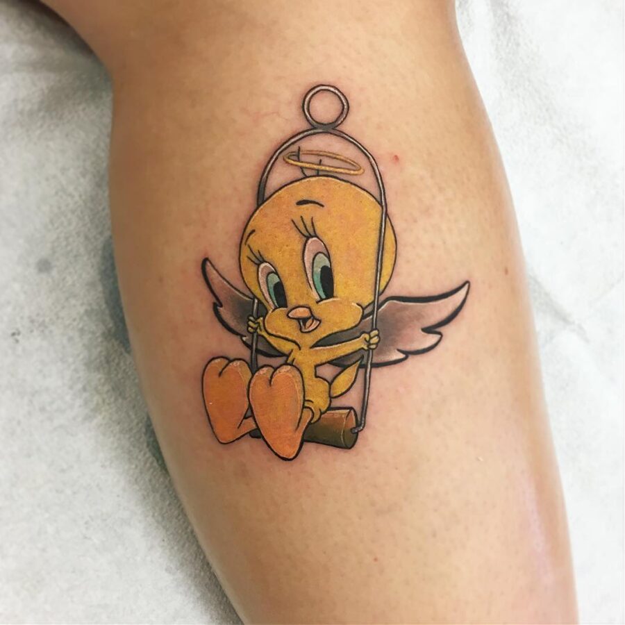 Playful Tweety Bird in a Swing Design