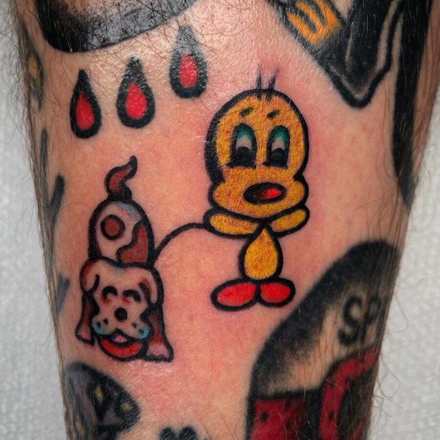 Playful Tweety Tattoo with Vintage Vibes