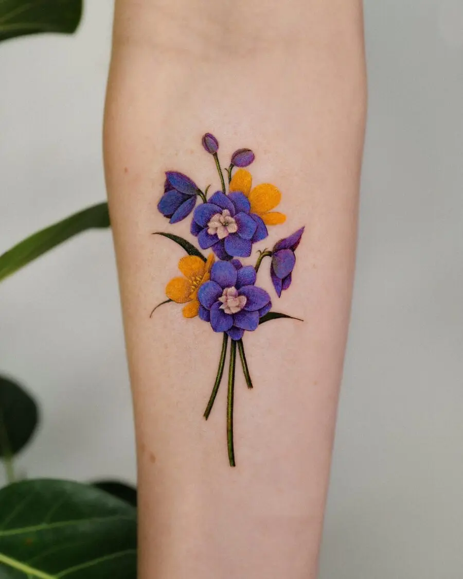 Vibrant Buttercup Flower Tattoo Design Inspiration
