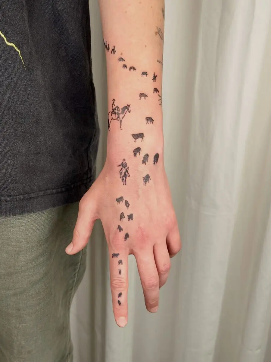 Cattle Driving Tattoo in Inky Detail
