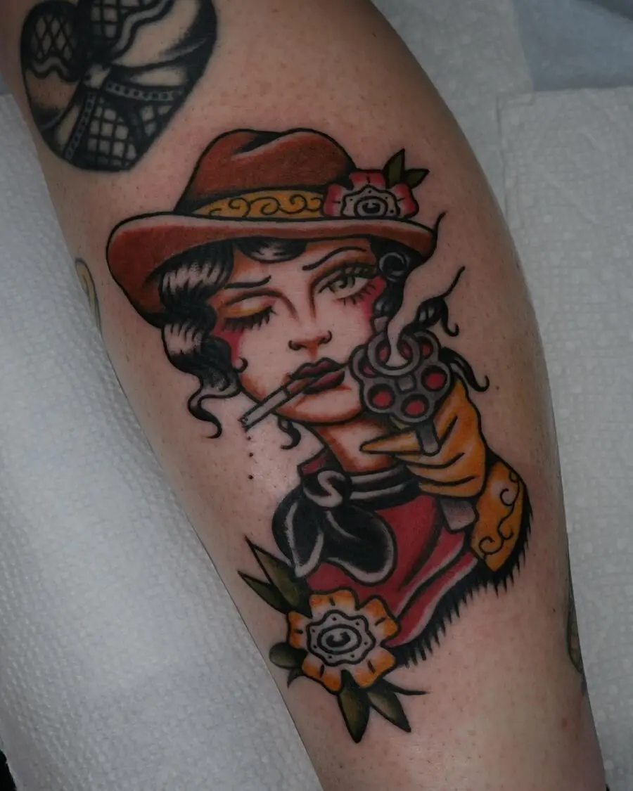 Classic Western Tattoo with a Vintage Flair