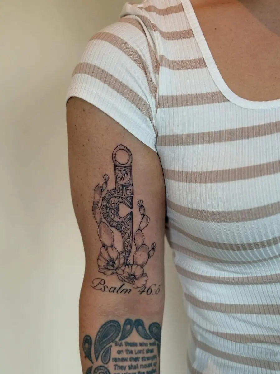 Symbolic Tattoo Blending Nature and Faith