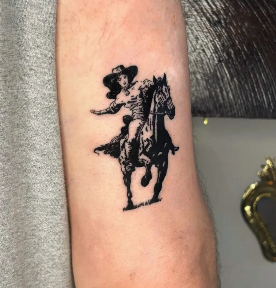 Classic western-themed tattoo design inspiration.