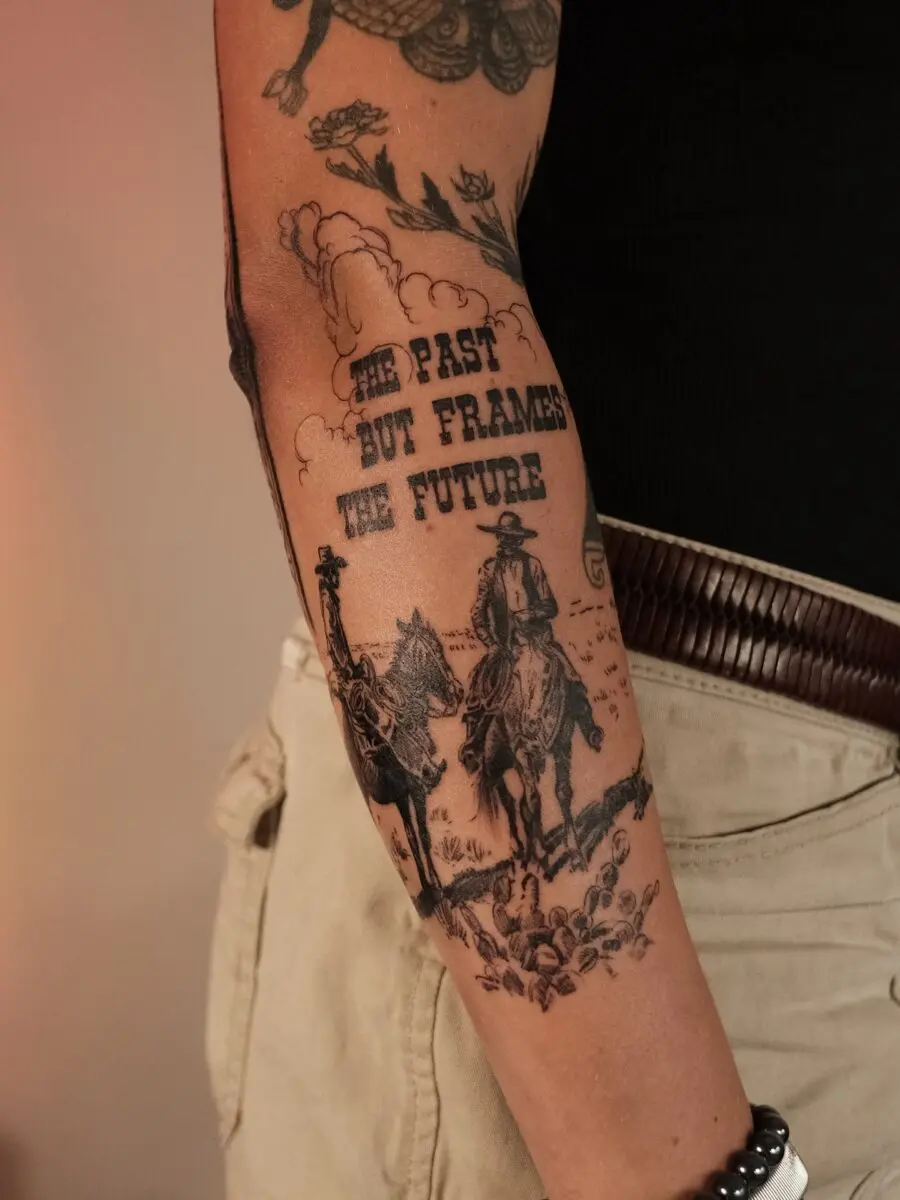 Symbolic Western Tattoo with Cowpoke Imagery