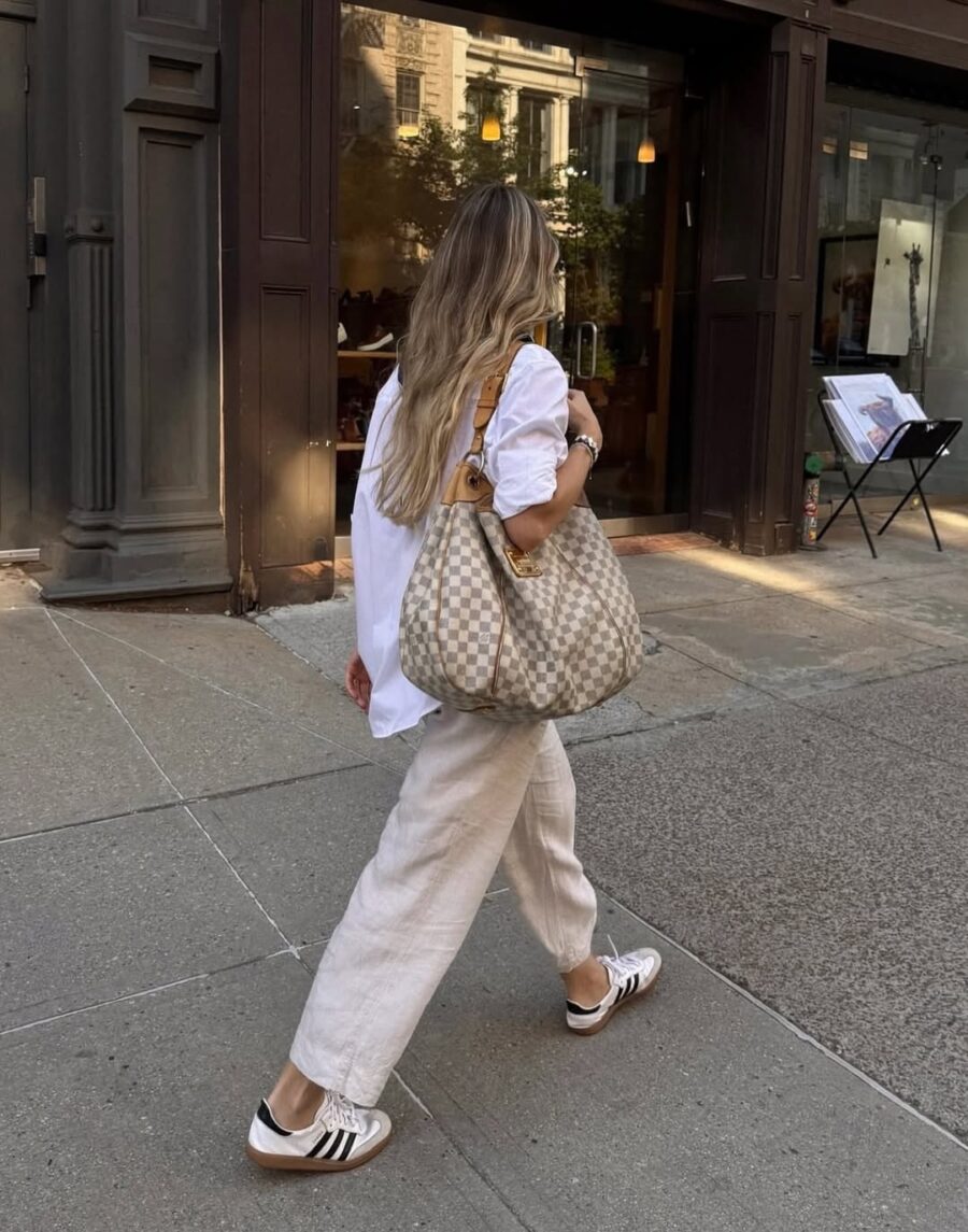 Effortless street style with white sneakers