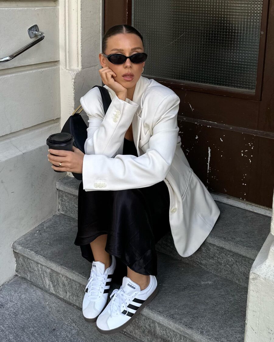 Chic street style with white sneakers