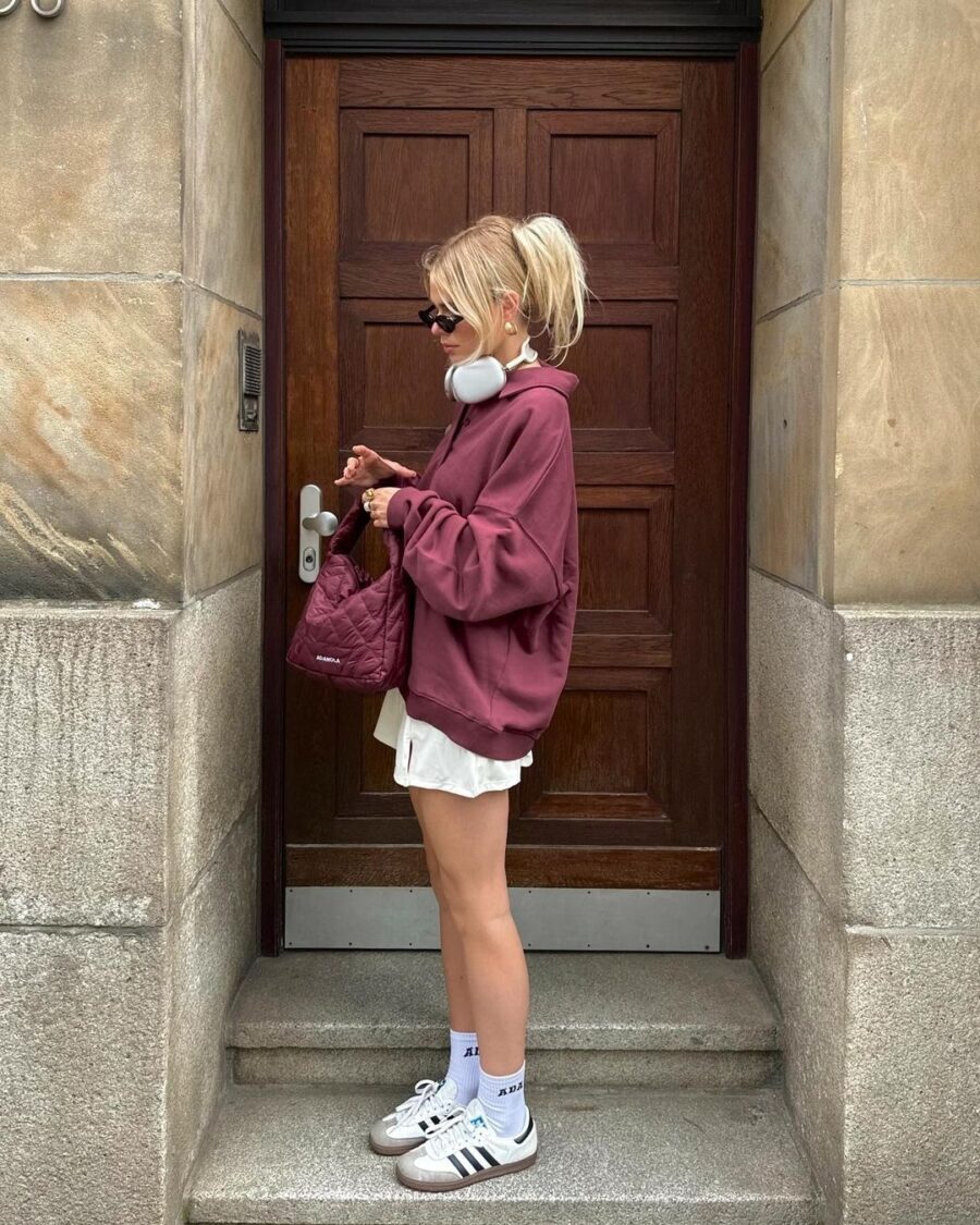 Sporty Chic Vibes with White Sneakers
