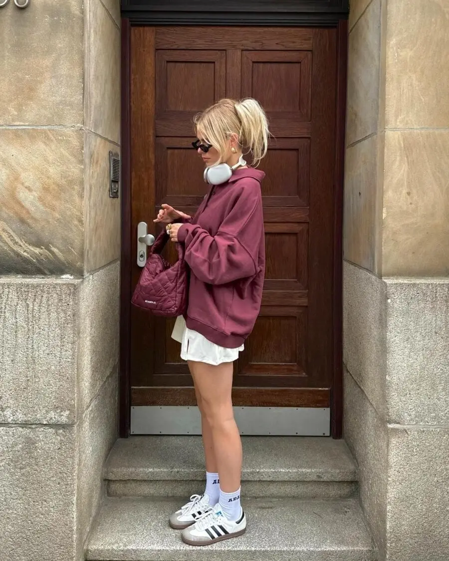 Sporty Chic Vibes with White Sneakers