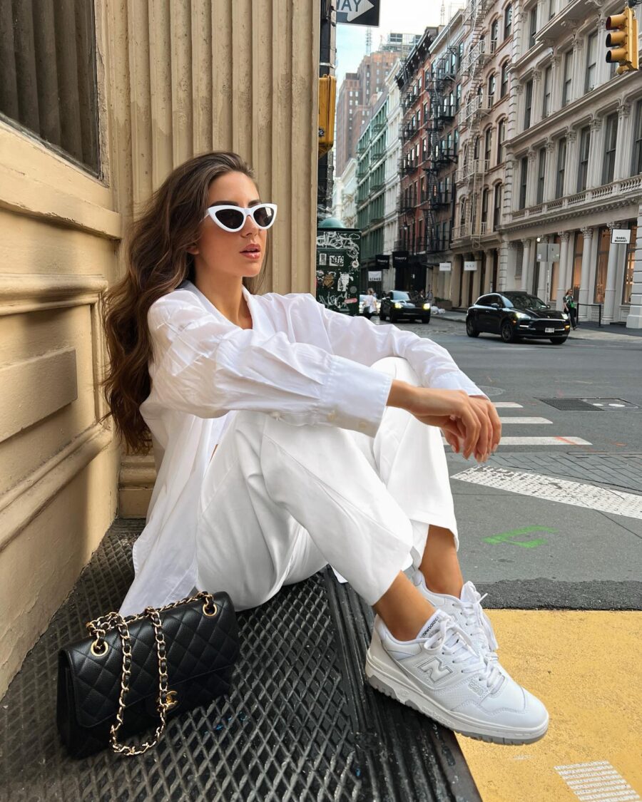 Chic white sneakers for urban street style.