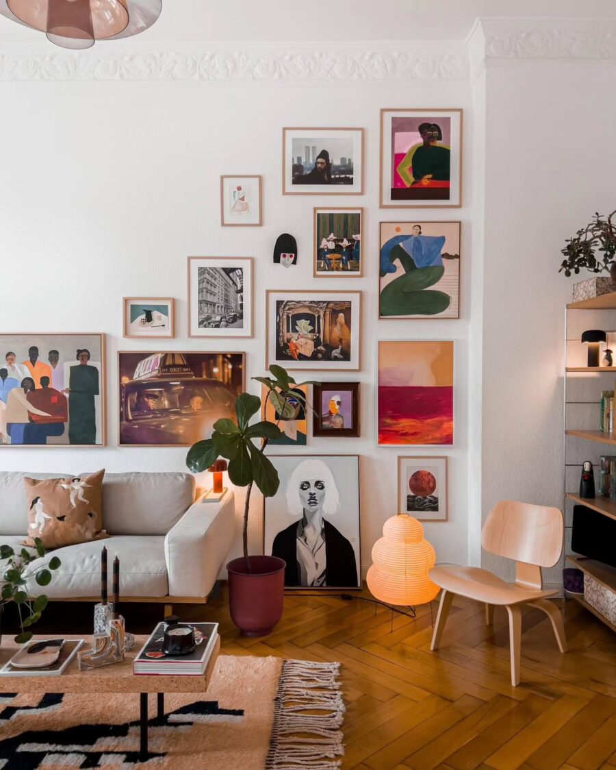 Vibrant Art Pieces Enhance Cozy Atmosphere