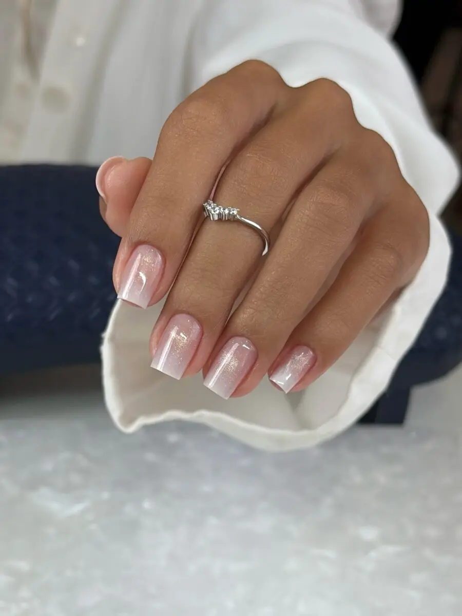 Elegant baby boomer nails with a subtle shimmer