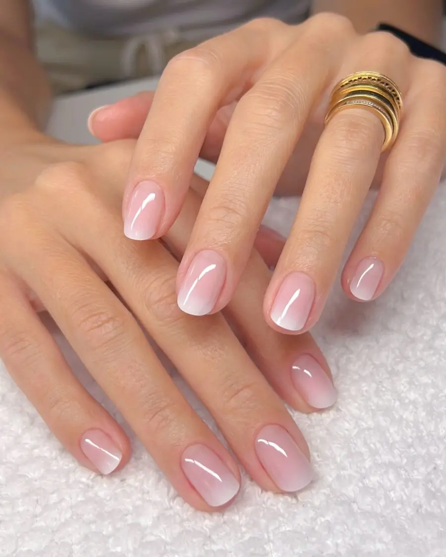 Elegant Baby Boomer Nails with Glowing Finish