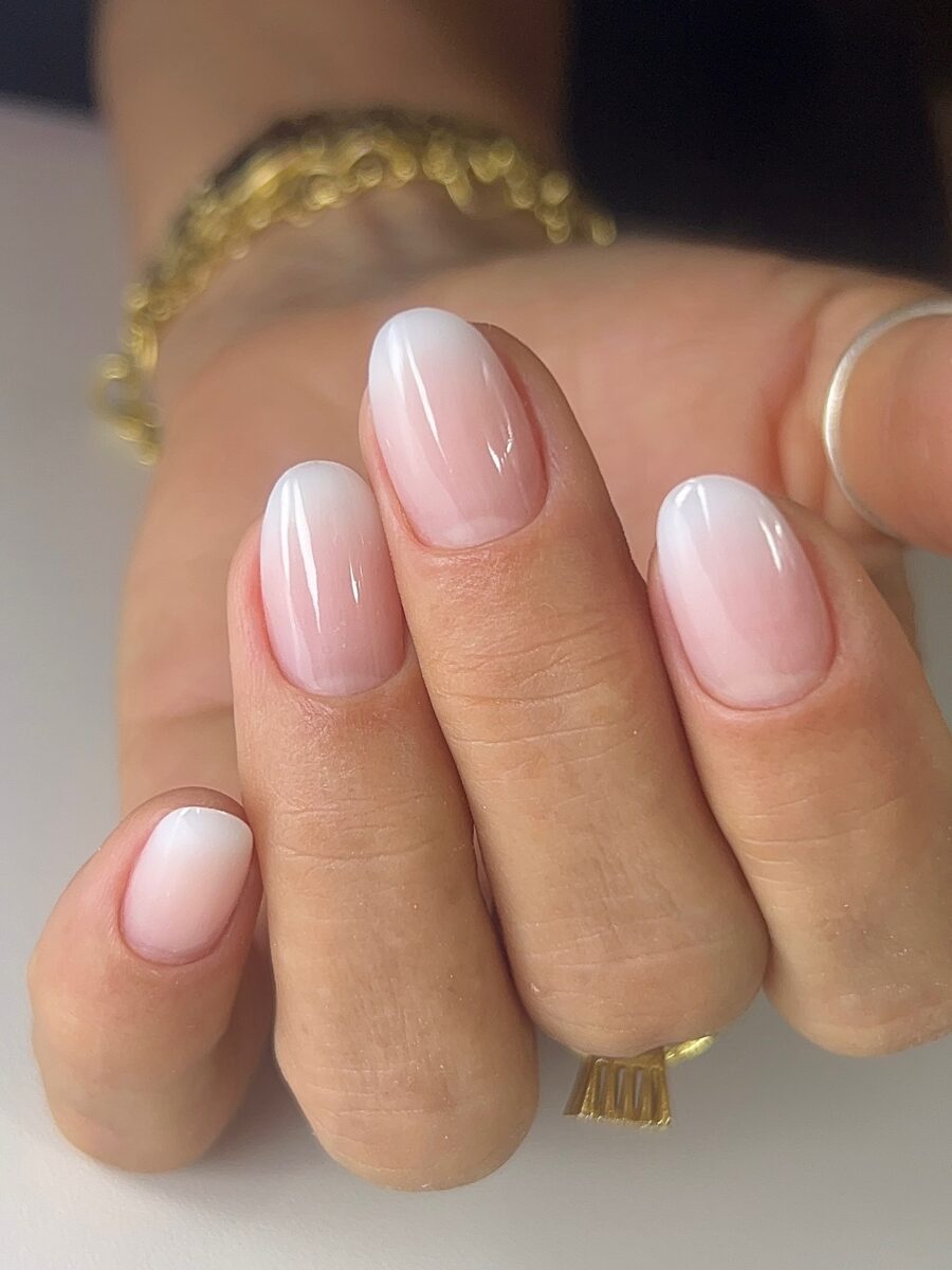 Elegant baby boomer nails with a subtle gradient