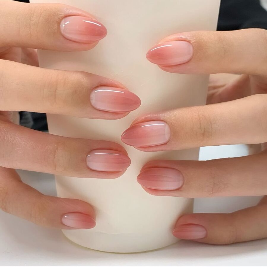 Elegant ombre baby boomer nails showcased