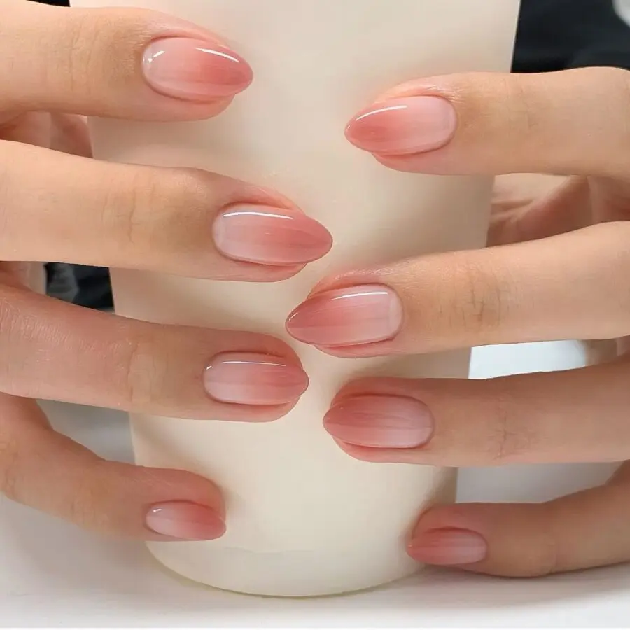 Elegant ombre baby boomer nails showcased